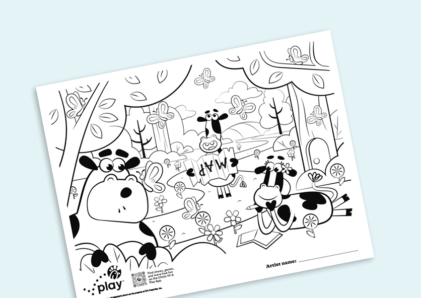 Adventure Cows activity pack sheet